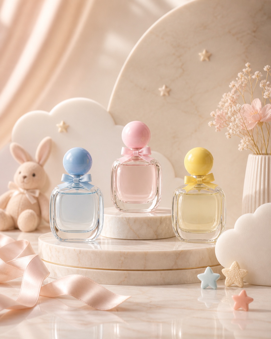 Flacons de parfums pour enfants aux tons doux